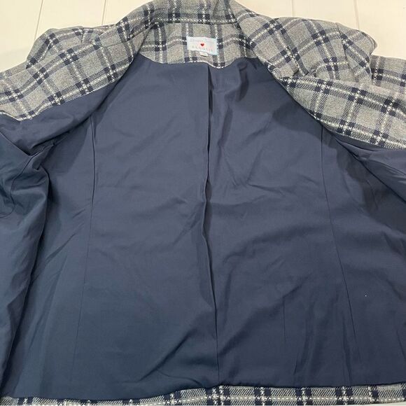 Draper James x Eloquii Gray Blue Plaid Wool Blend Blazer size 18 - Picture 5 of 11
